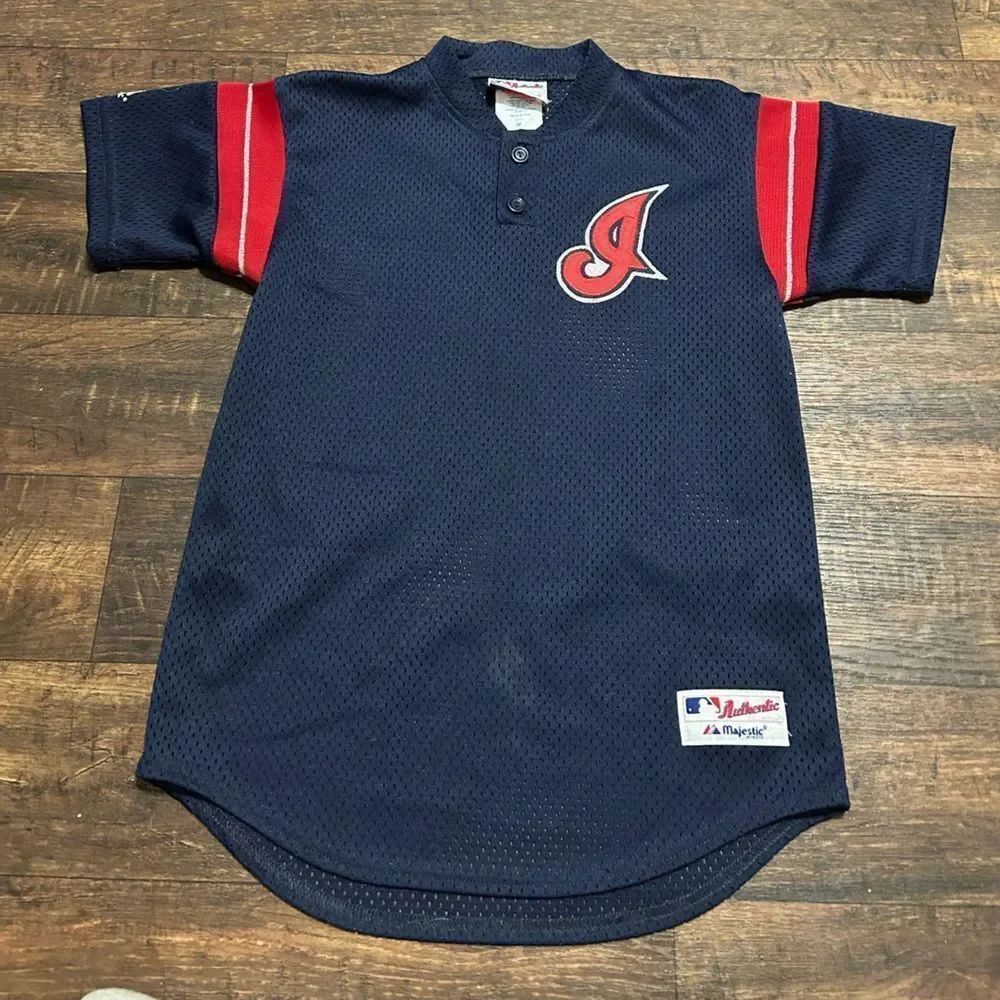 Kids Vintage Cleveland Indians Majestic Baseball Jersey
